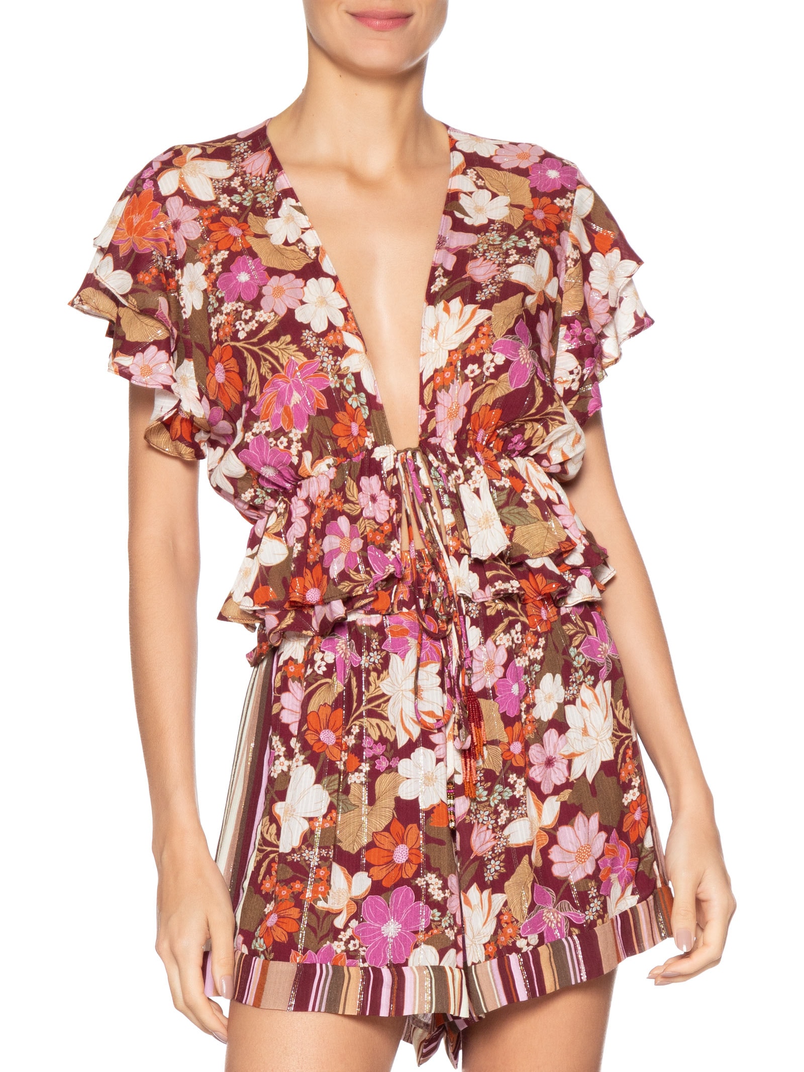 Blusa Feminina Lurex Estampa Jasmin Solar Rosa Dress To