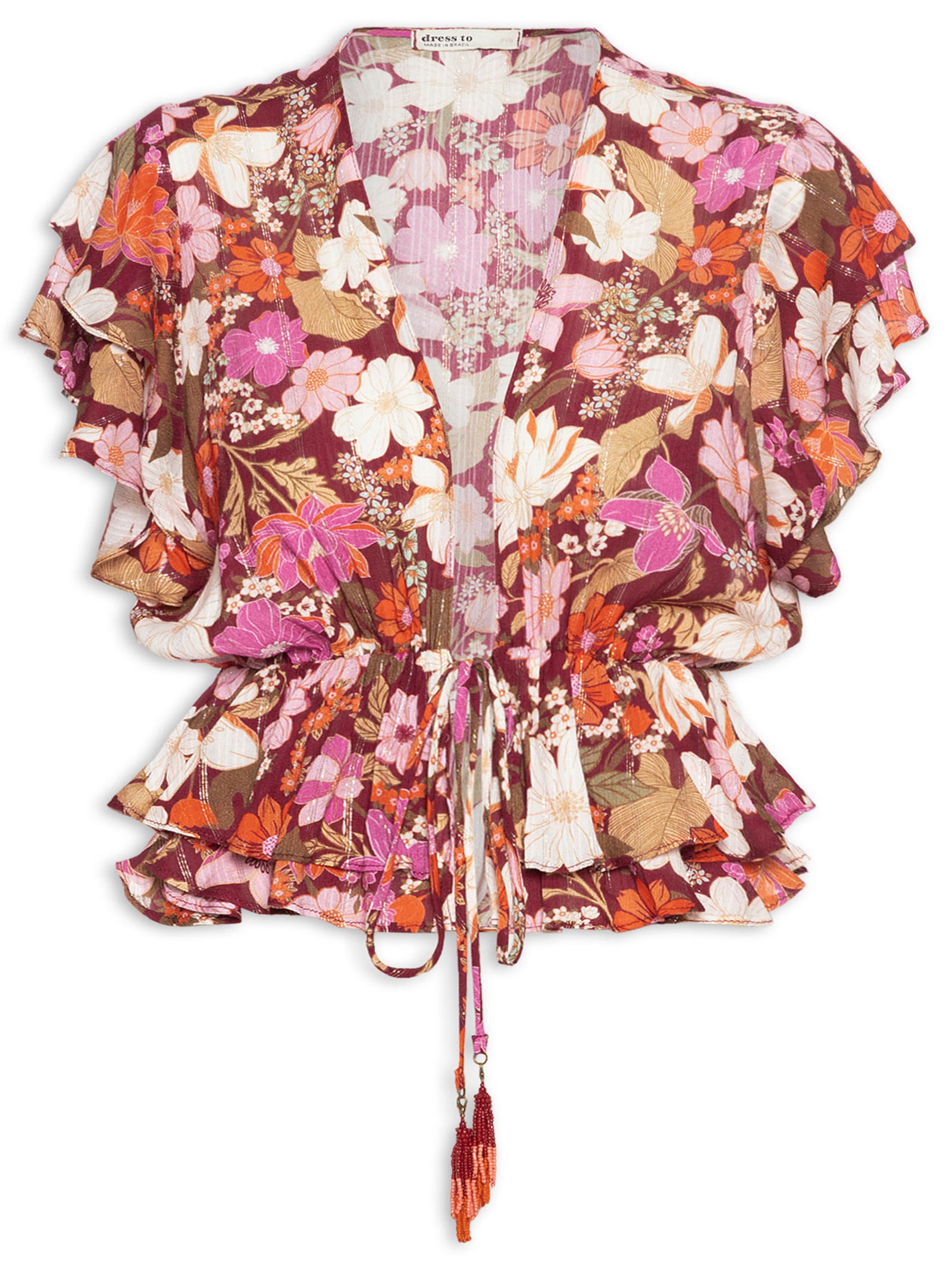 Blusa Feminina Lurex Estampa Jasmin Solar Rosa Dress To