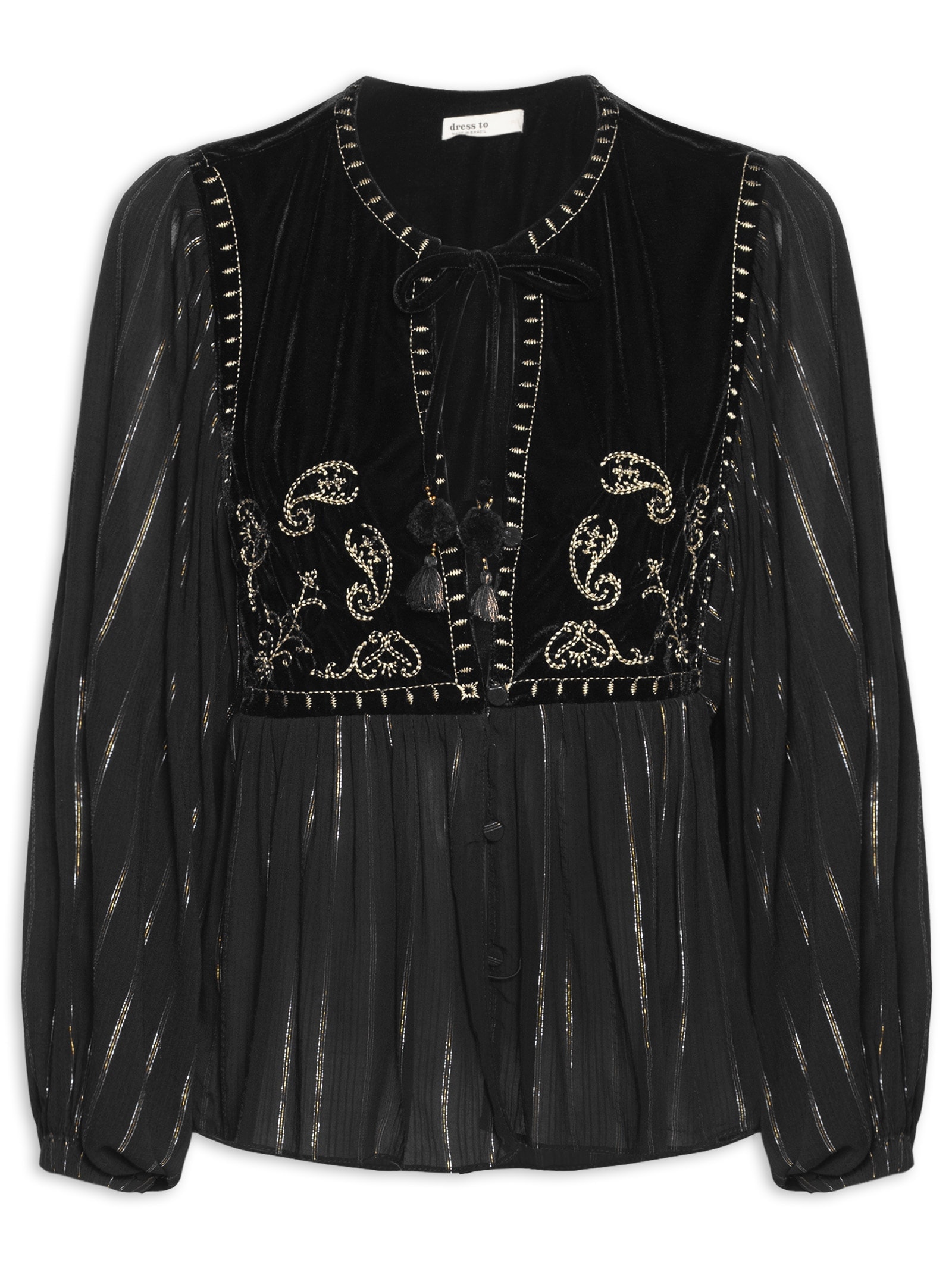 Blusa Feminina Lurex Pala Veludo Preto Dress To