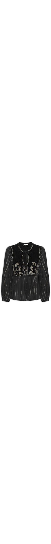 Blusa Feminina Lurex Pala Veludo - Preto