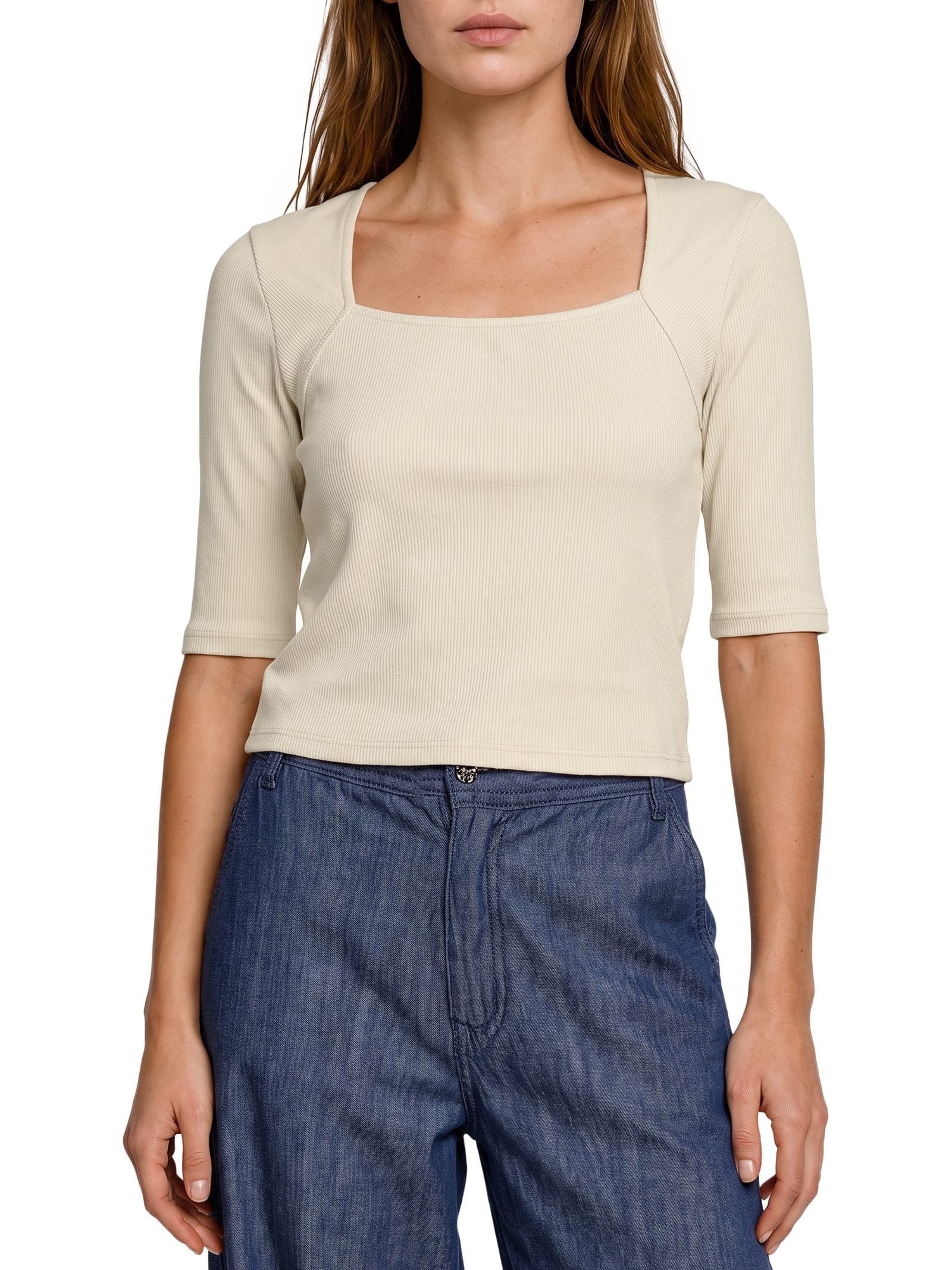Blusa Feminina Malha Canelada Boulevard Bege Lez A Lez