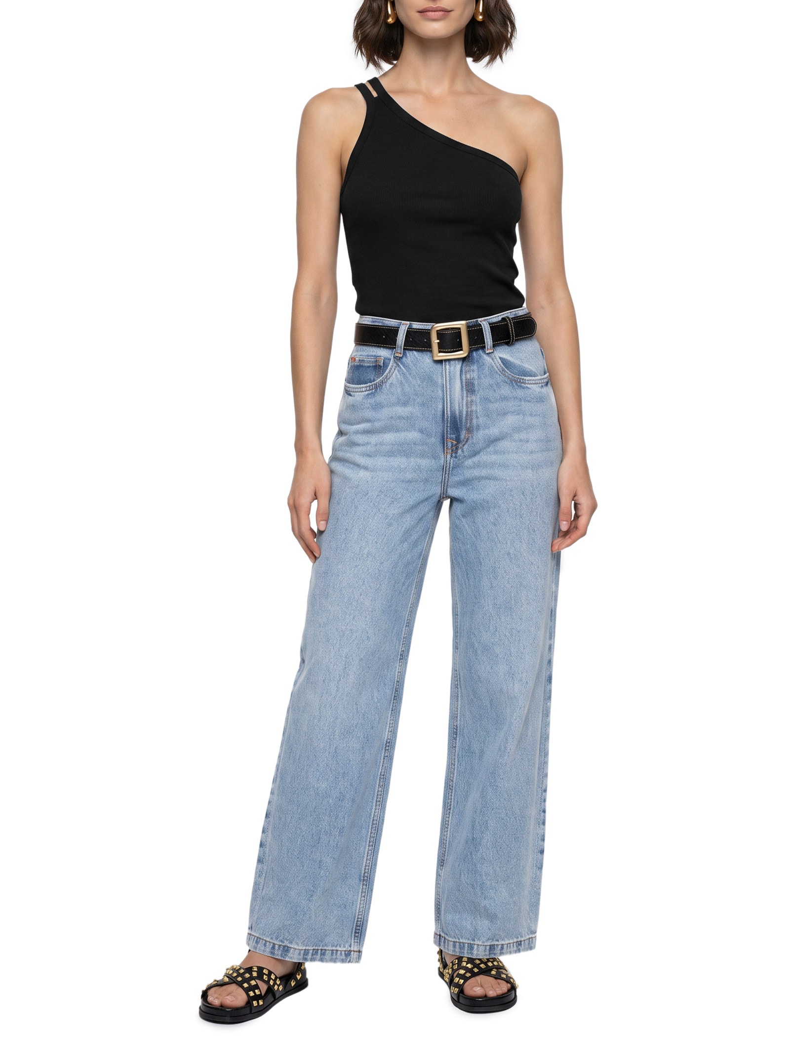 Blusa Feminina Malha Canelada Boulevard Preto Lez A Lez