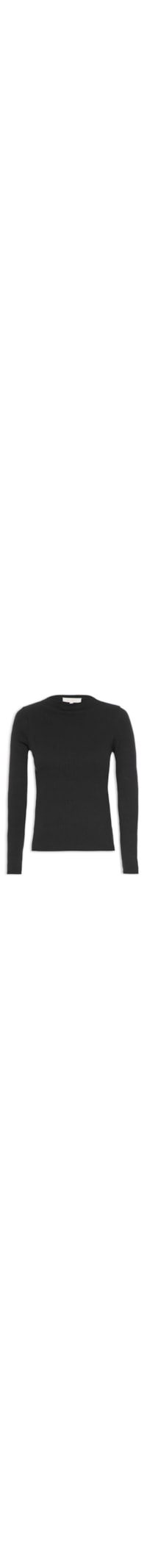 Blusa Feminina Malha Canelada Gola Alta - Preto
