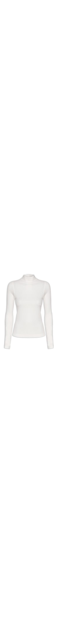 Blusa Feminina Malha Canelada Manga Longa Básica - Off White