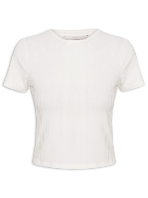 Blusa Feminina Malha Canelado Stripe – Branco
