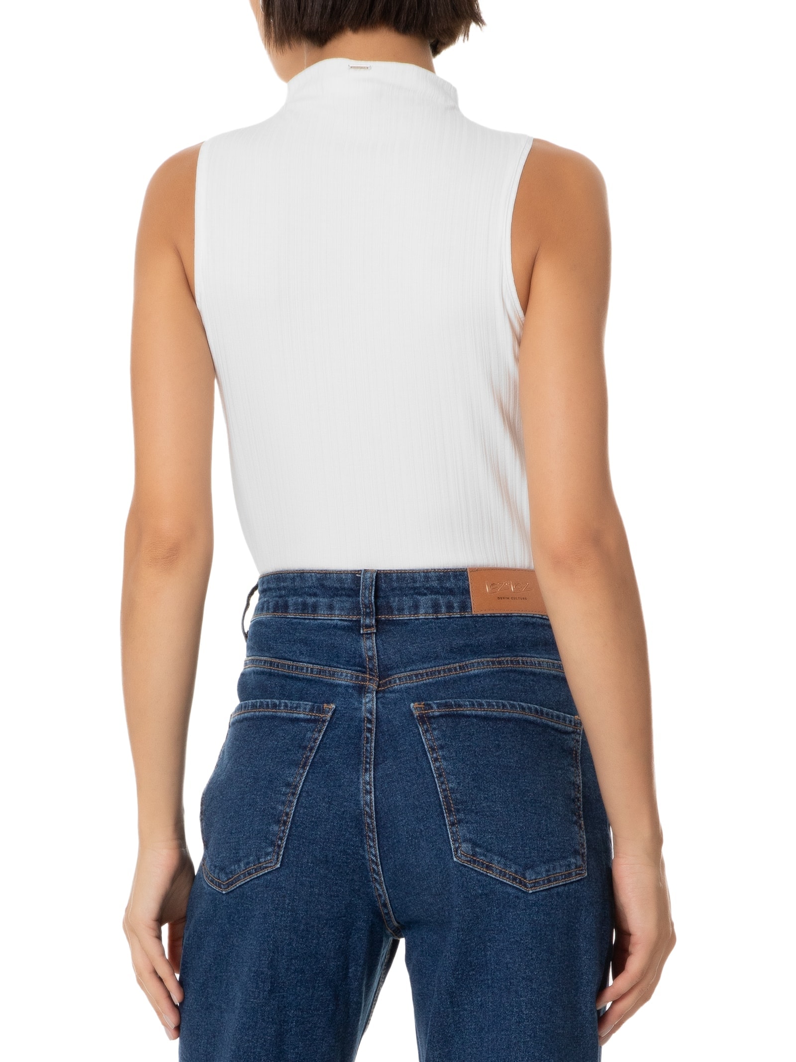 Blusa Feminina Malha Canelado Stripe Branco Lez A Lez