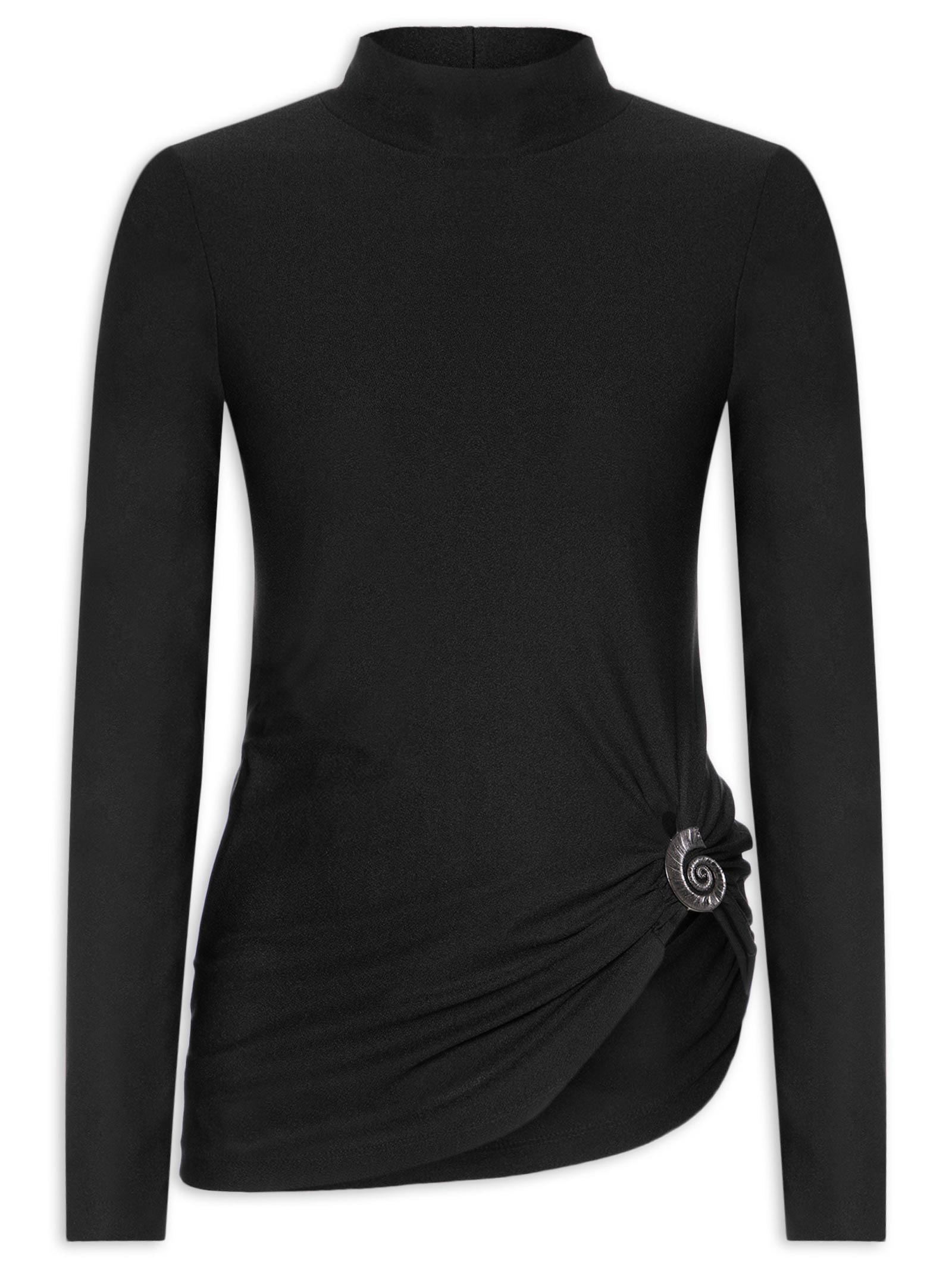 Blusa Feminina Malha Clear High Preto Lez A Lez