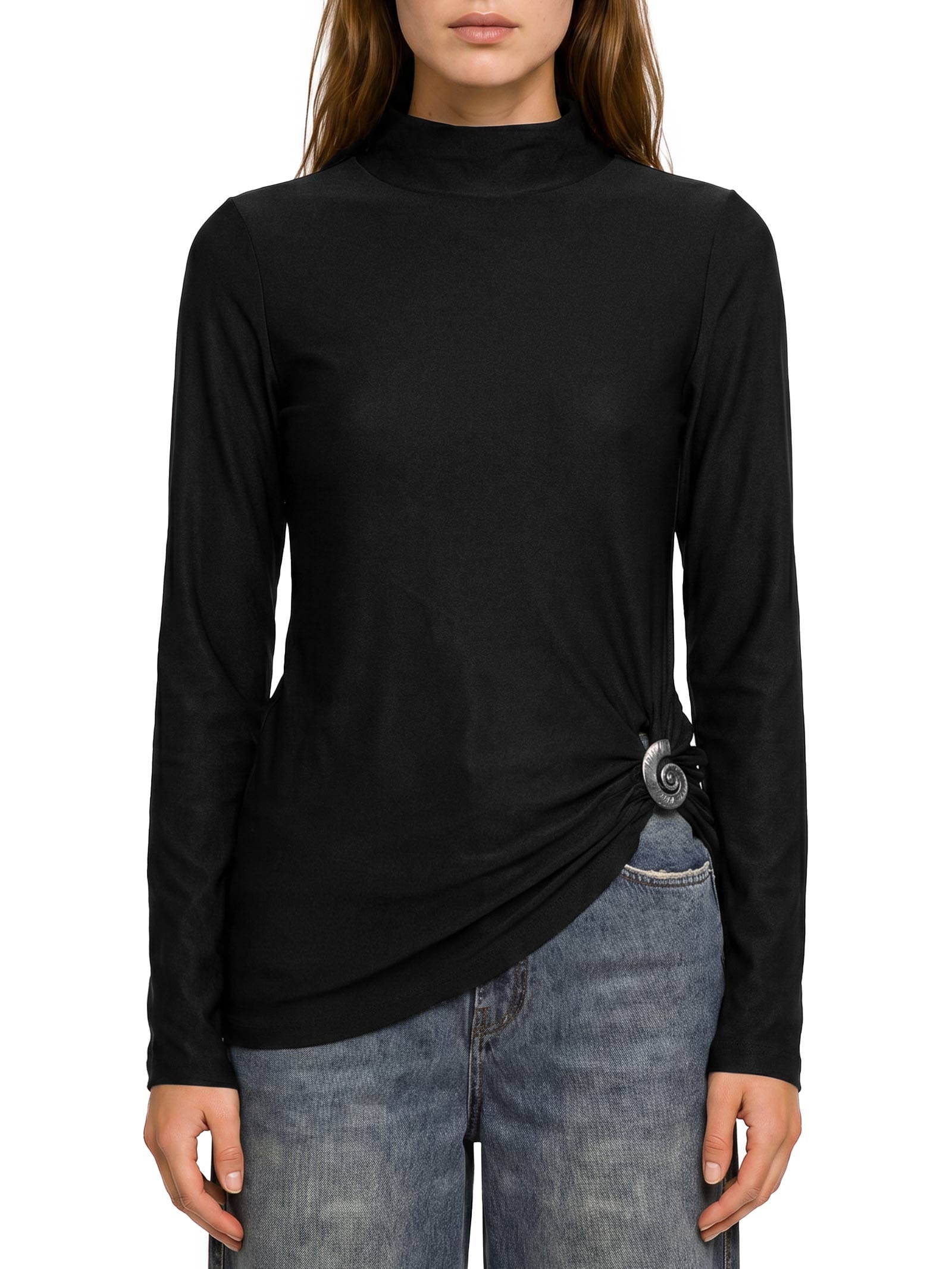 Blusa Feminina Malha Clear High Preto Lez A Lez