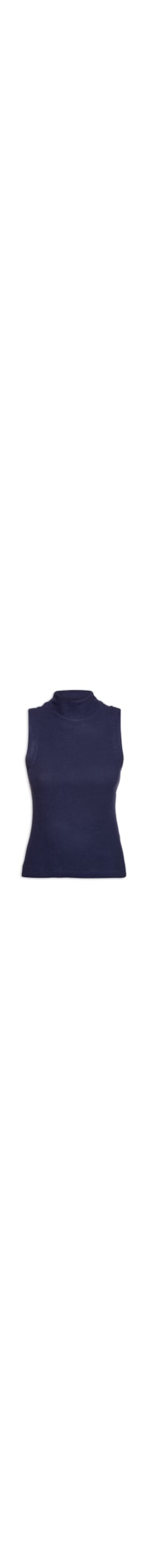 Blusa Feminina Malha Com Gola Alta Ribana Texturizada - Azul
