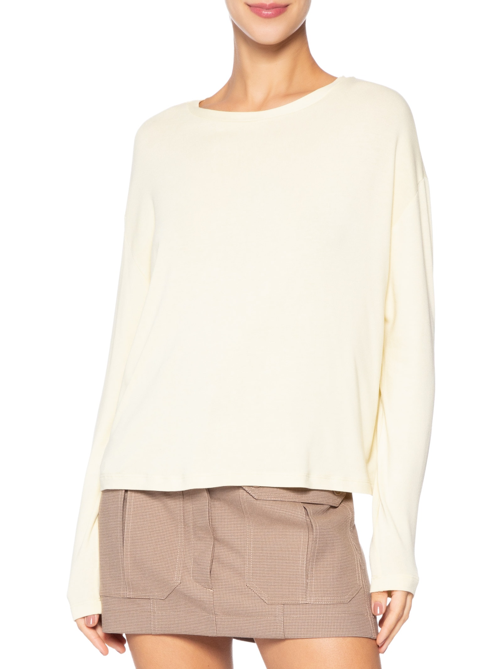 Blusa Feminina Malha com Manga Deslocada Amarela Animale