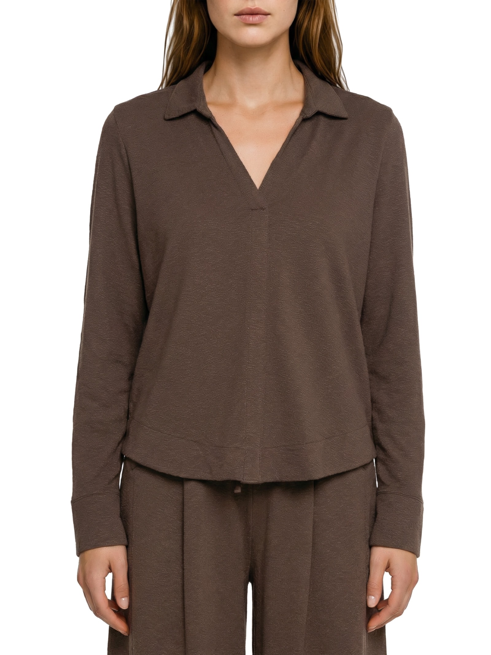 Blusa Feminina Malha Crepe Flamê Marrom Cantão