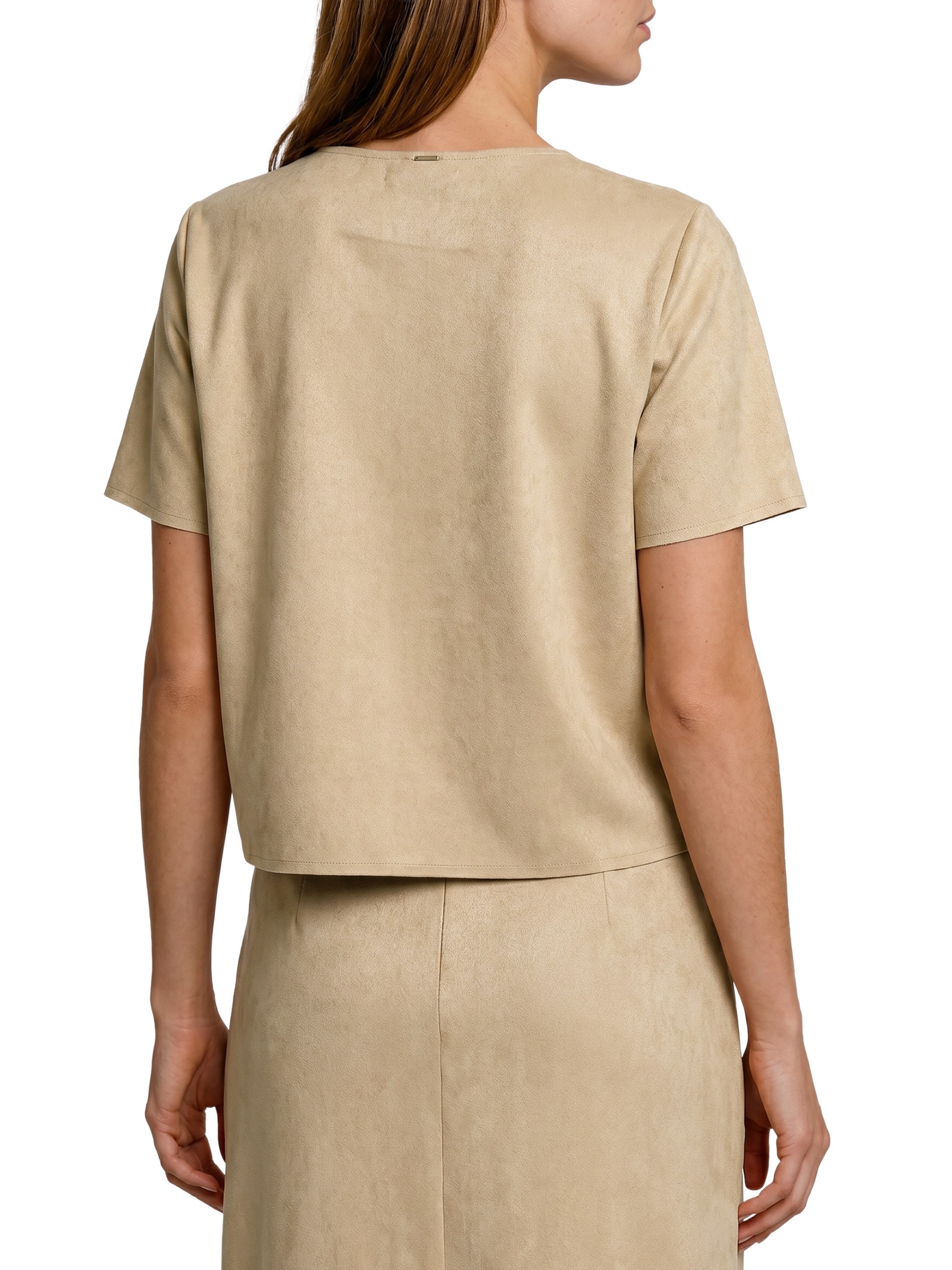 Blusa Feminina Malha Fit Suede Bege Lez A Lez