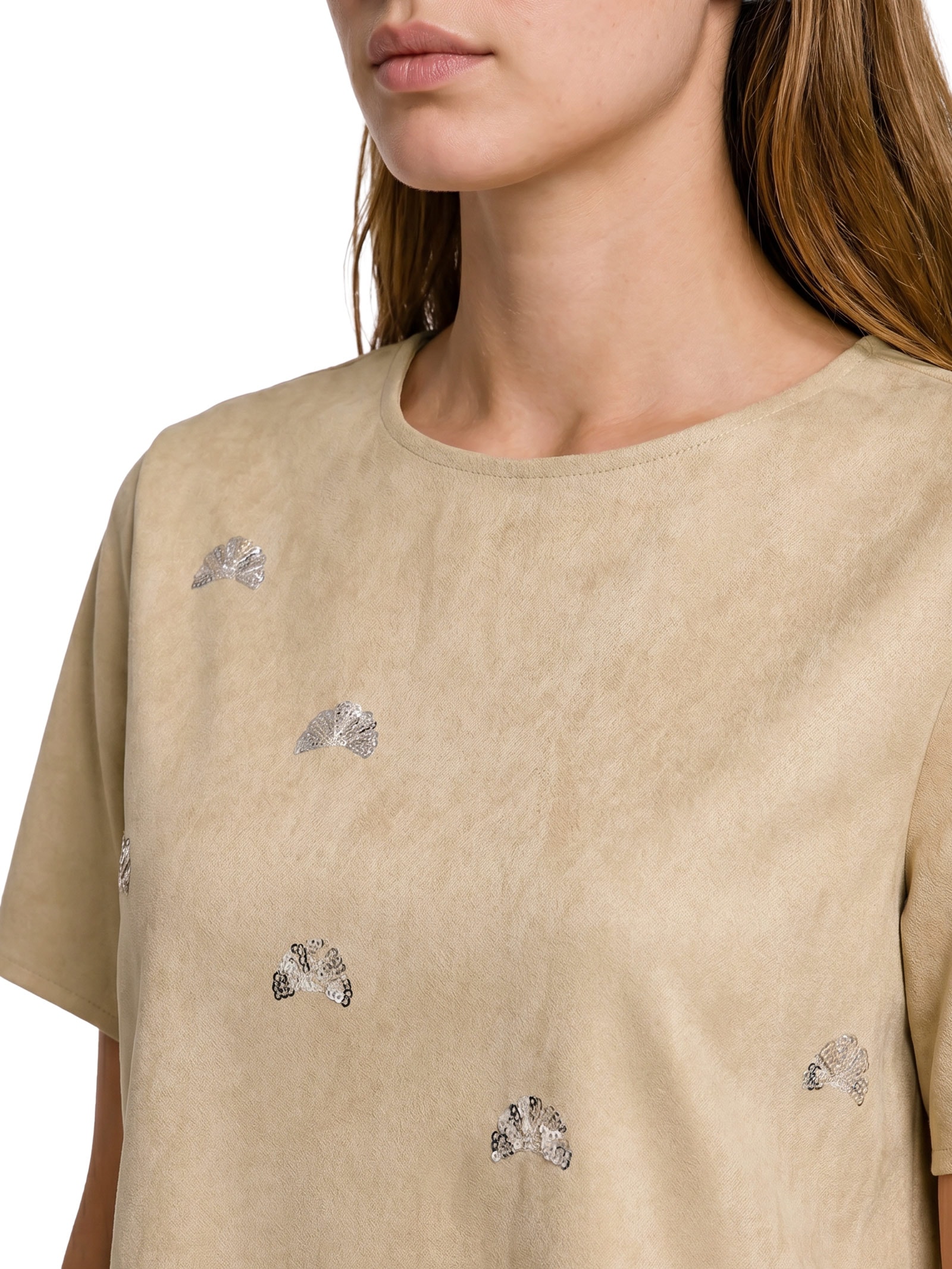 Blusa Feminina Malha Fit Suede Bege Lez A Lez