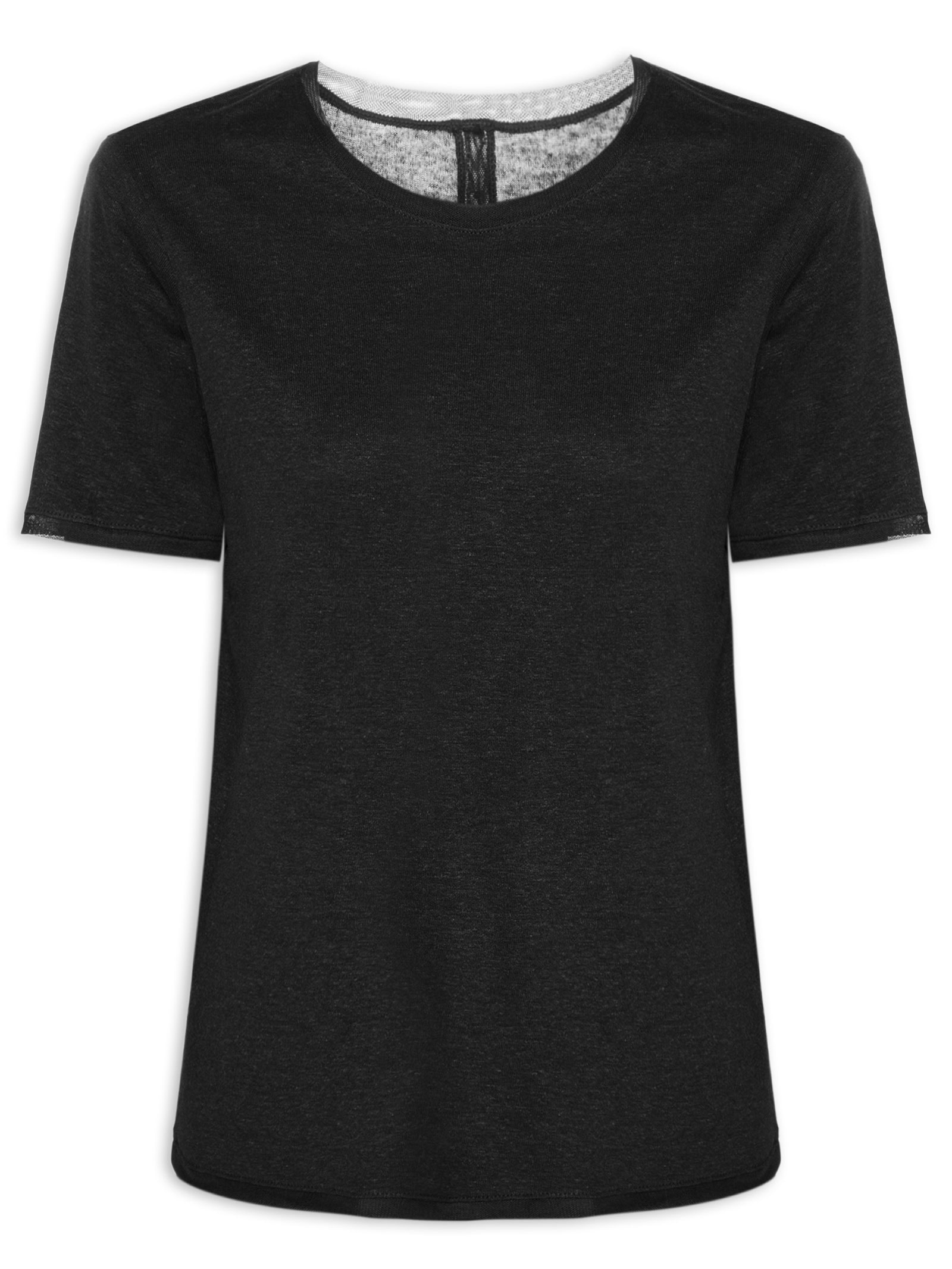 Blusa Feminina Malha Linen Fenda Costas Preto Osklen