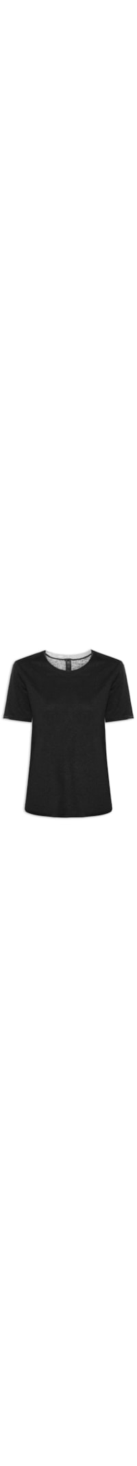 Blusa Feminina Malha Linen Fenda Costas - Preto