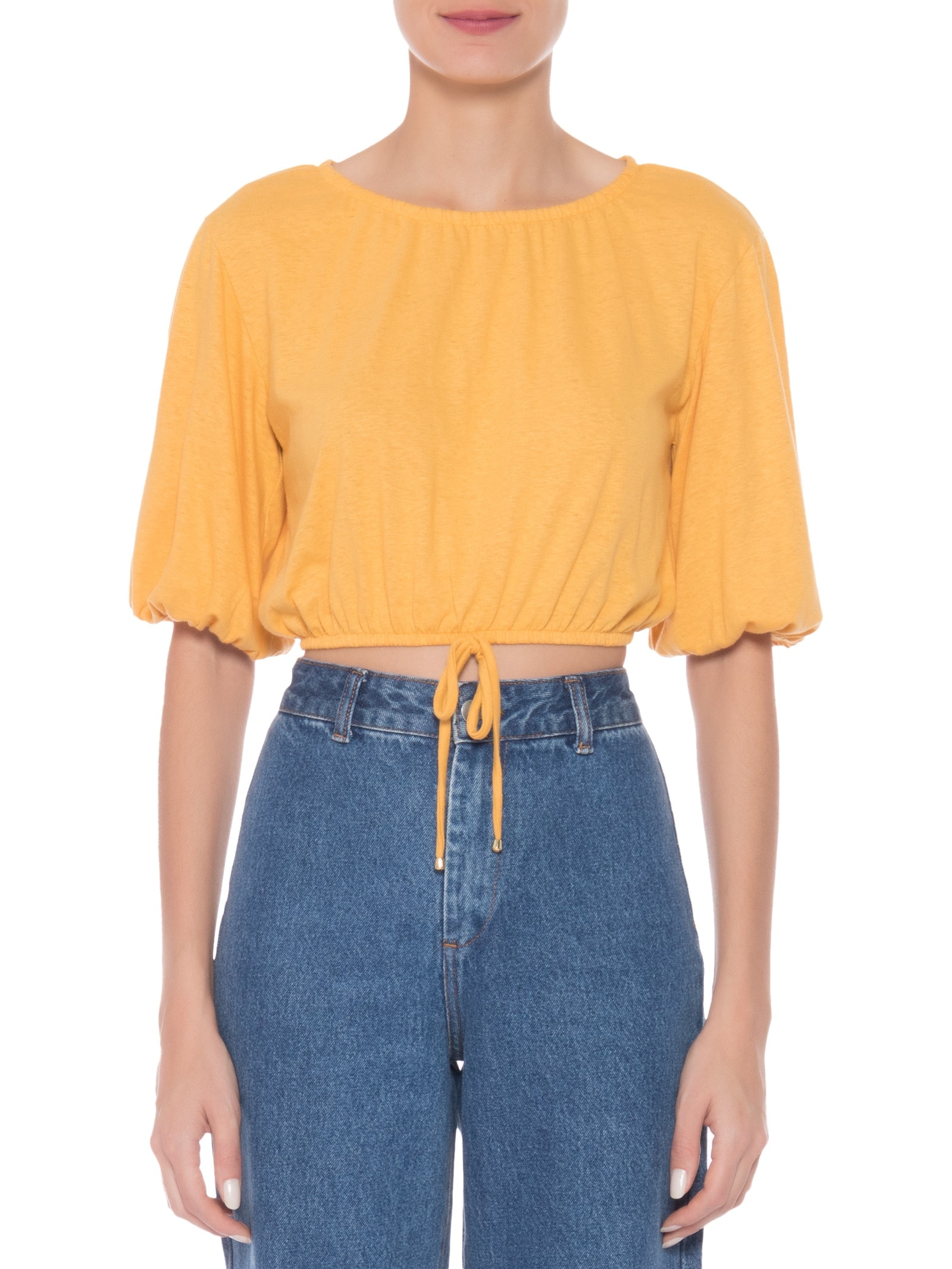 Blusa Feminina Malha Linho Amarelo '2Essential
