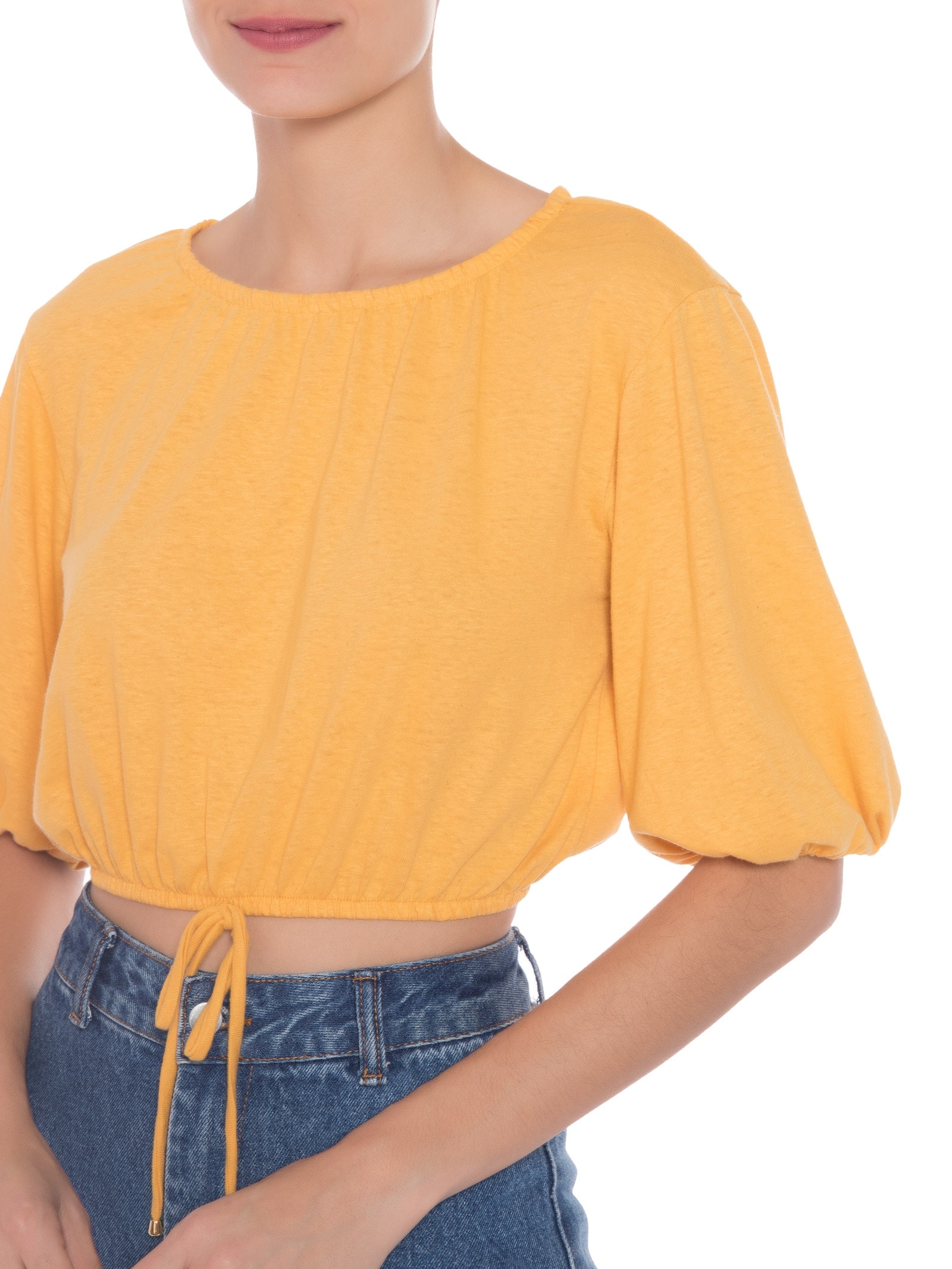 Blusa Feminina Malha Linho Amarelo '2Essential