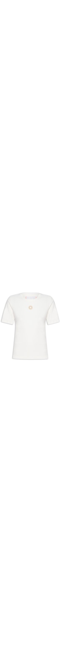 Blusa Feminina Malha Manga Curta Rib - Branco