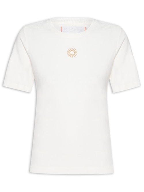 Blusa Feminina Malha Manga Curta Rib – Branco