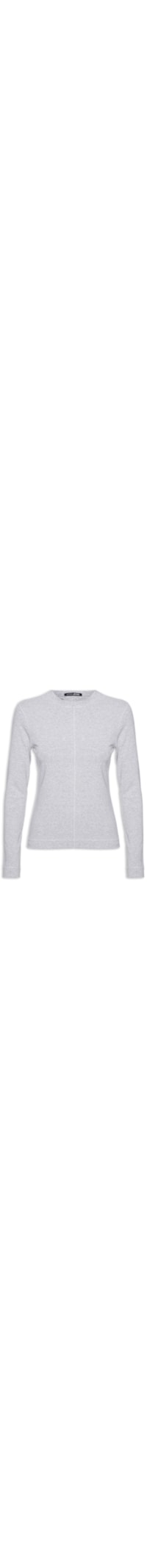 Blusa Feminina Malha ML Recorte Central - Cinza