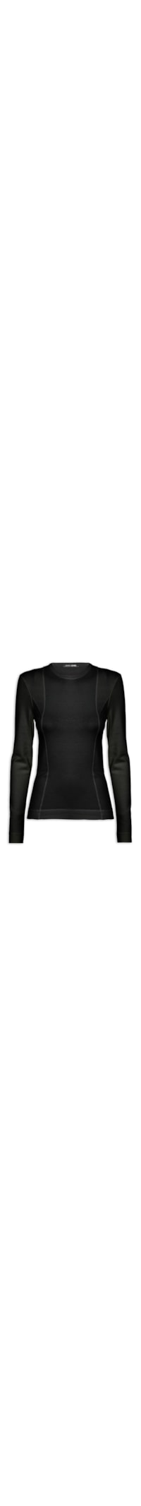 Blusa Feminina Malha Ml Recortes Ribana - Preto