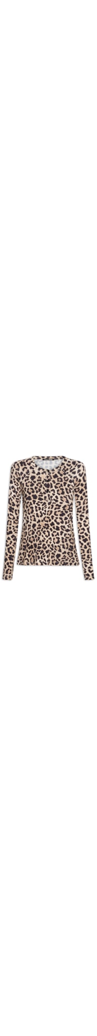 Blusa Feminina Malha Raglan Botões Estampada - Animal Print