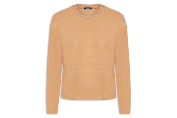Blusa Feminina Malha Tricot Manga Longa - Bege
