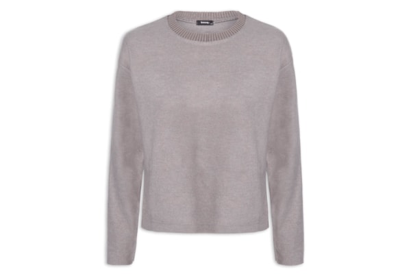 Blusa Feminina Malha Tricot Manga Longa - Cinza