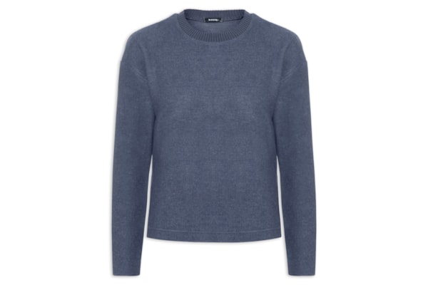 Blusa Feminina Malha Tricot Manga Longa – Azul