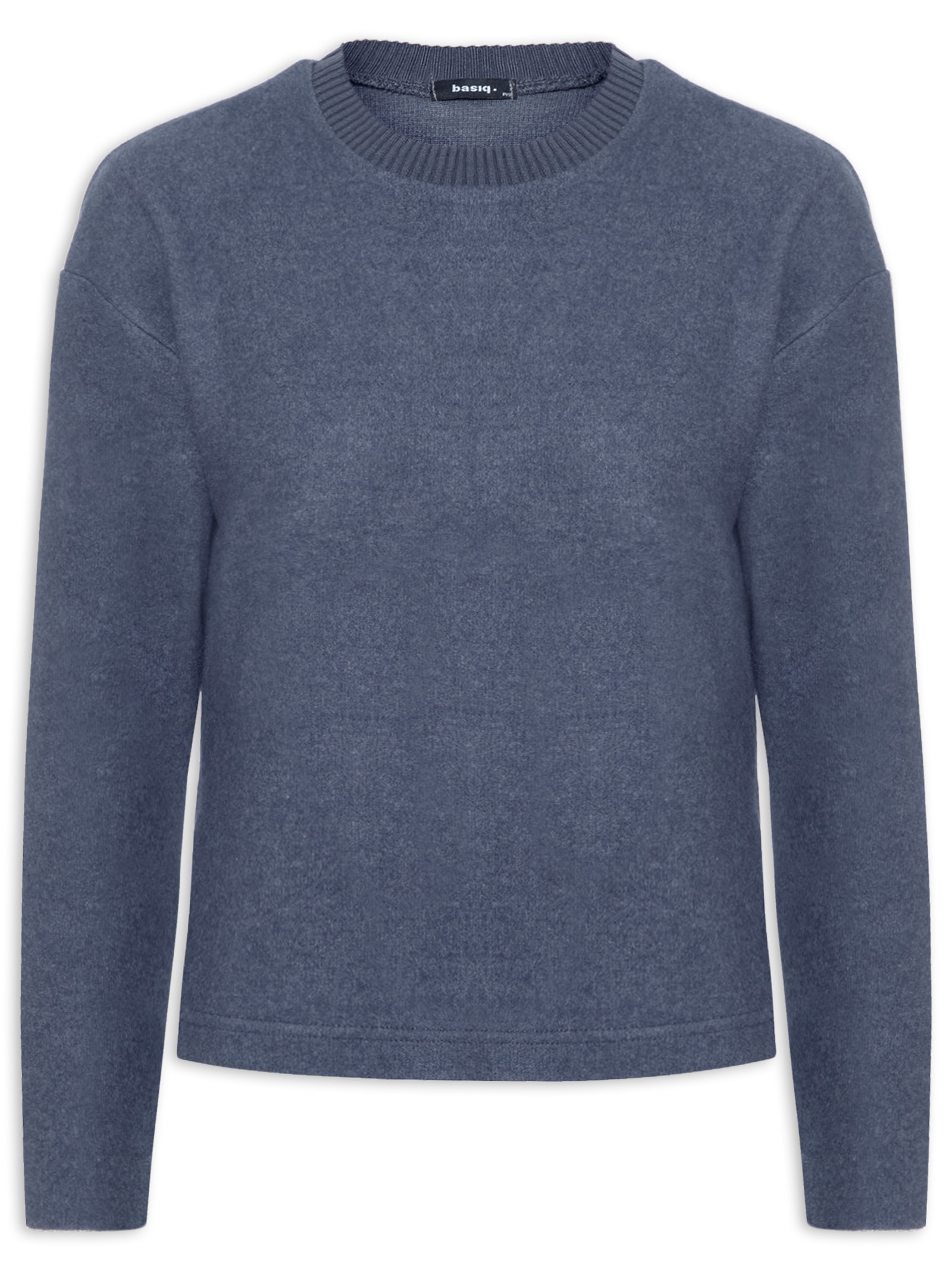 Blusa Feminina Malha Tricot Manga Longa – Azul Basiq
