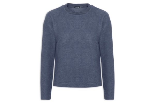 Blusa Feminina Malha Tricot Manga Longa – Azul