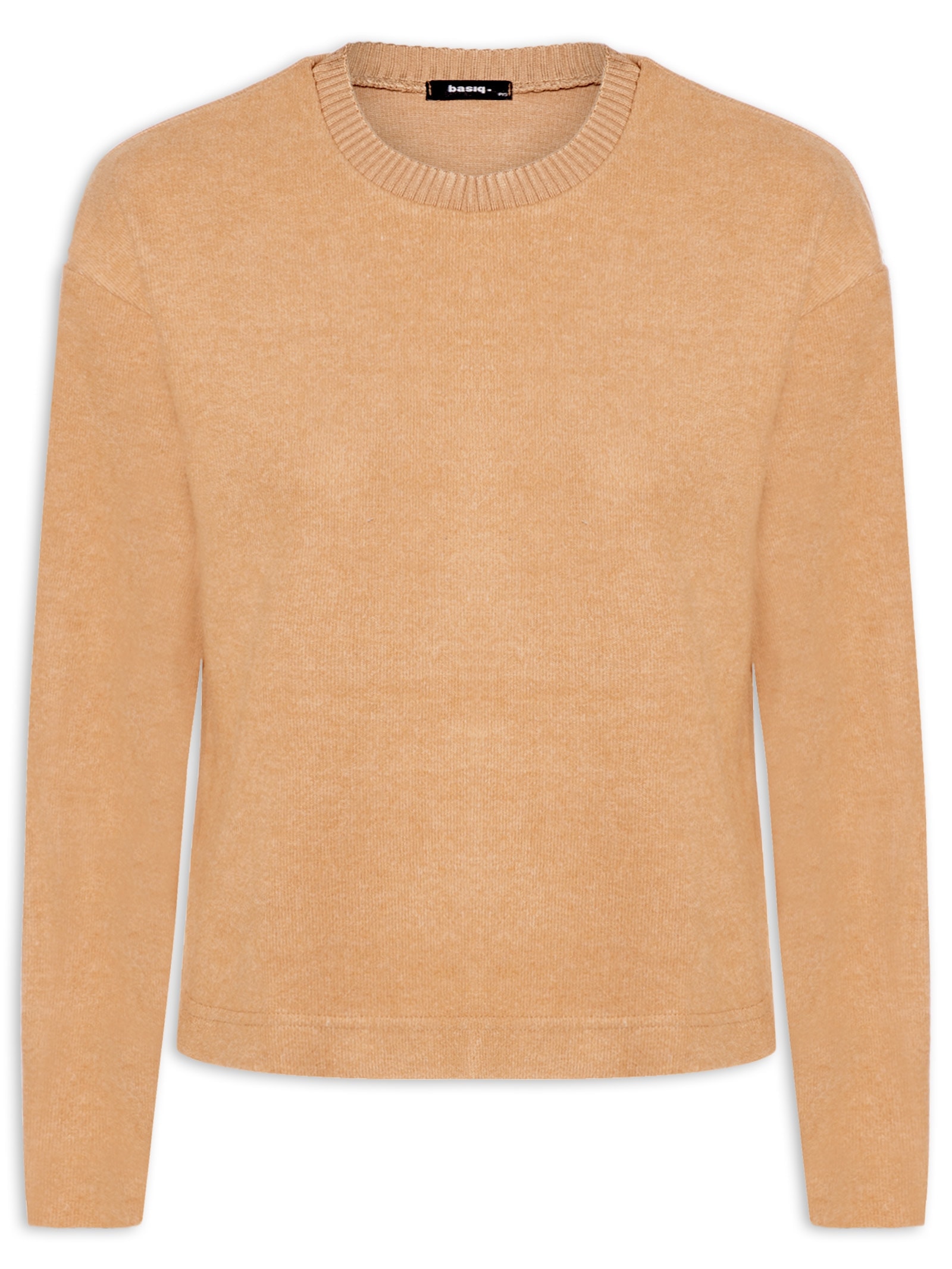 Blusa Feminina Malha Tricot Manga Longa – Bege Basiq