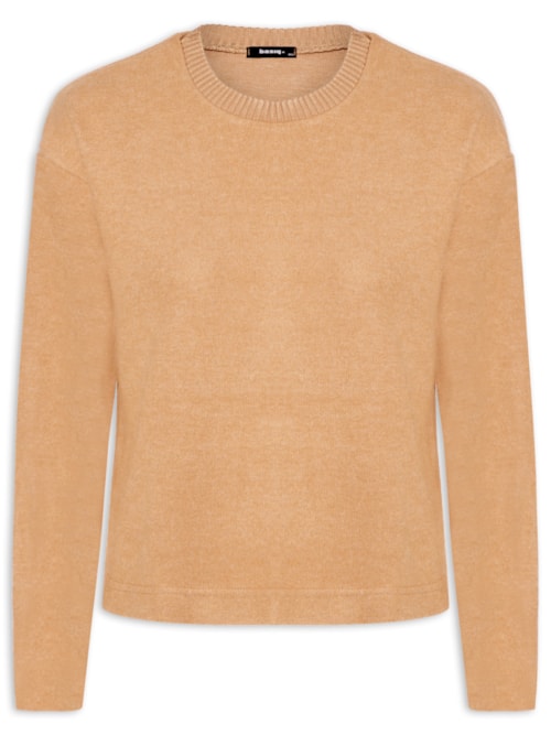 Blusa Feminina Malha Tricot Manga Longa – Bege