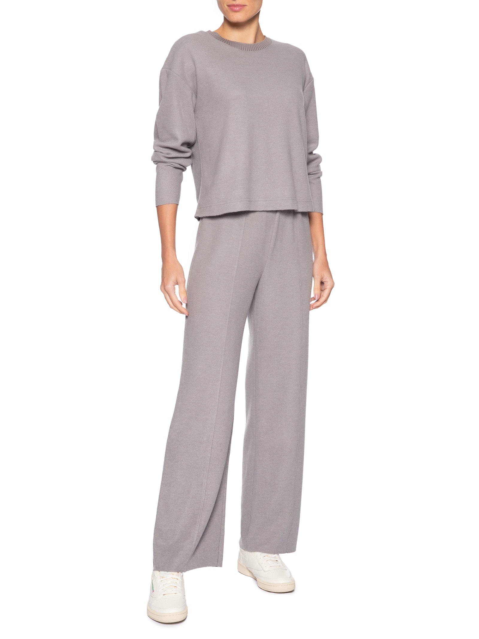 Blusa Feminina Malha Tricot Manga Longa – Cinza Basiq