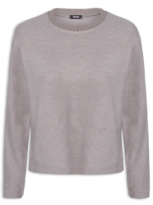 Blusa Feminina Malha Tricot Manga Longa – Cinza