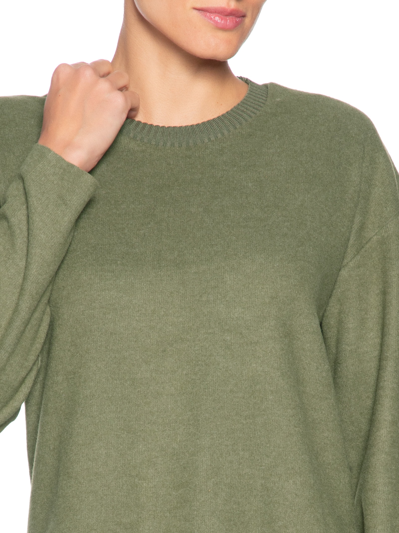 Blusa Feminina Malha Tricot Manga Longa – Verde Basiq