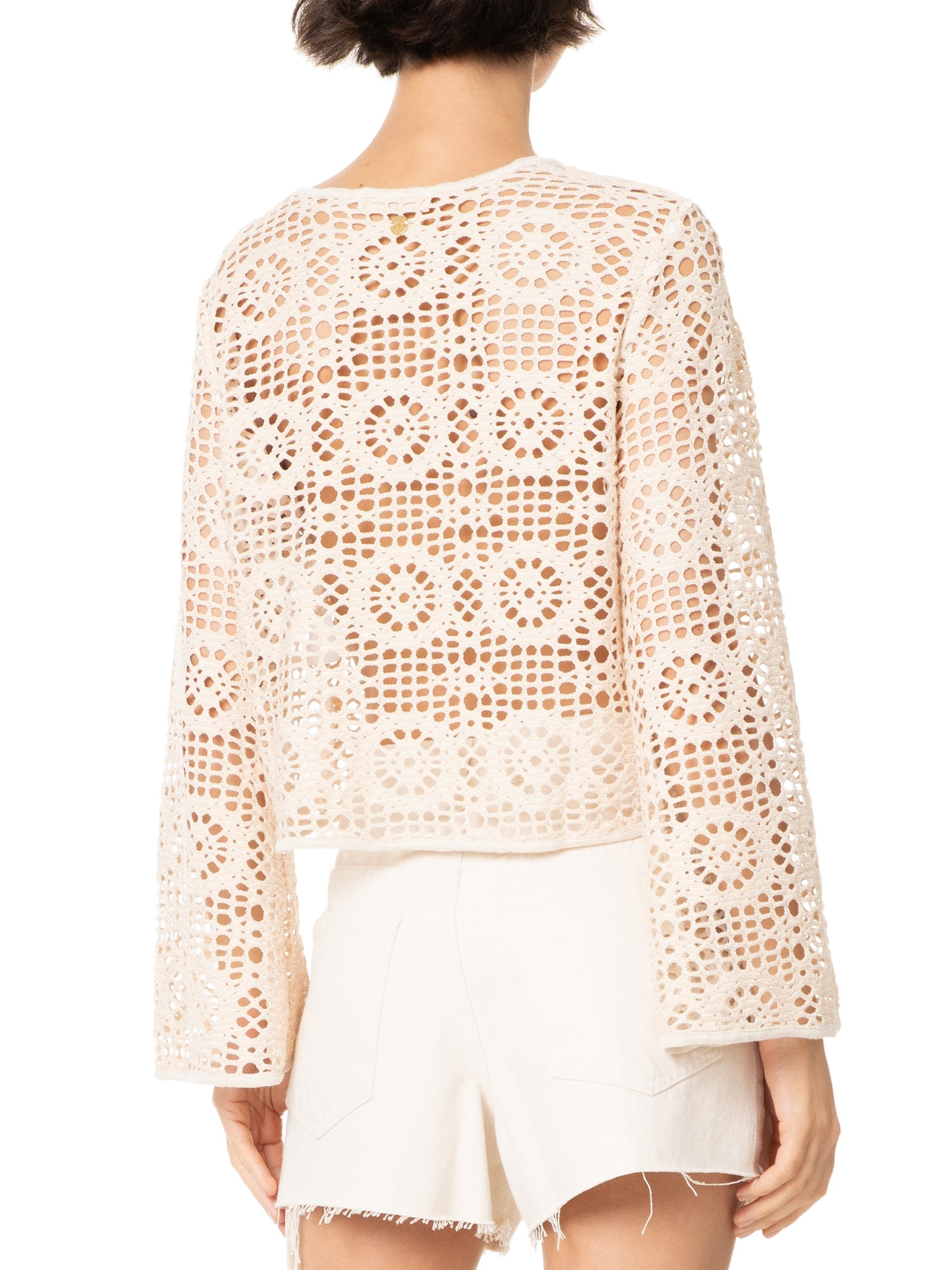 Blusa Feminina Mandala Knit Manga Longa Bege Salinas