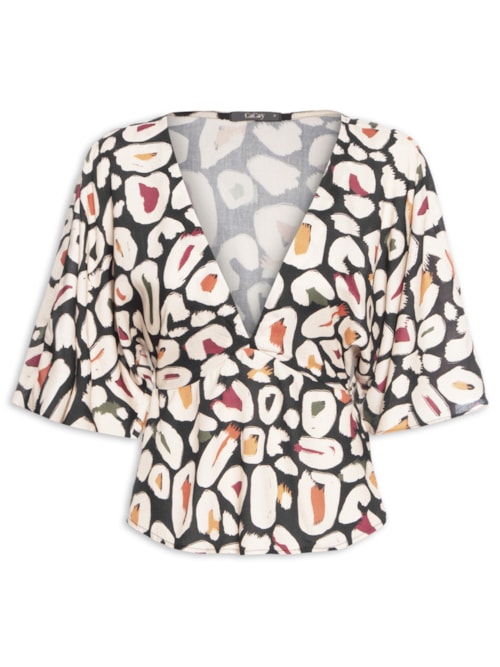 Blusa Feminina Manga Ampla Detalhe Ponteira – Preto