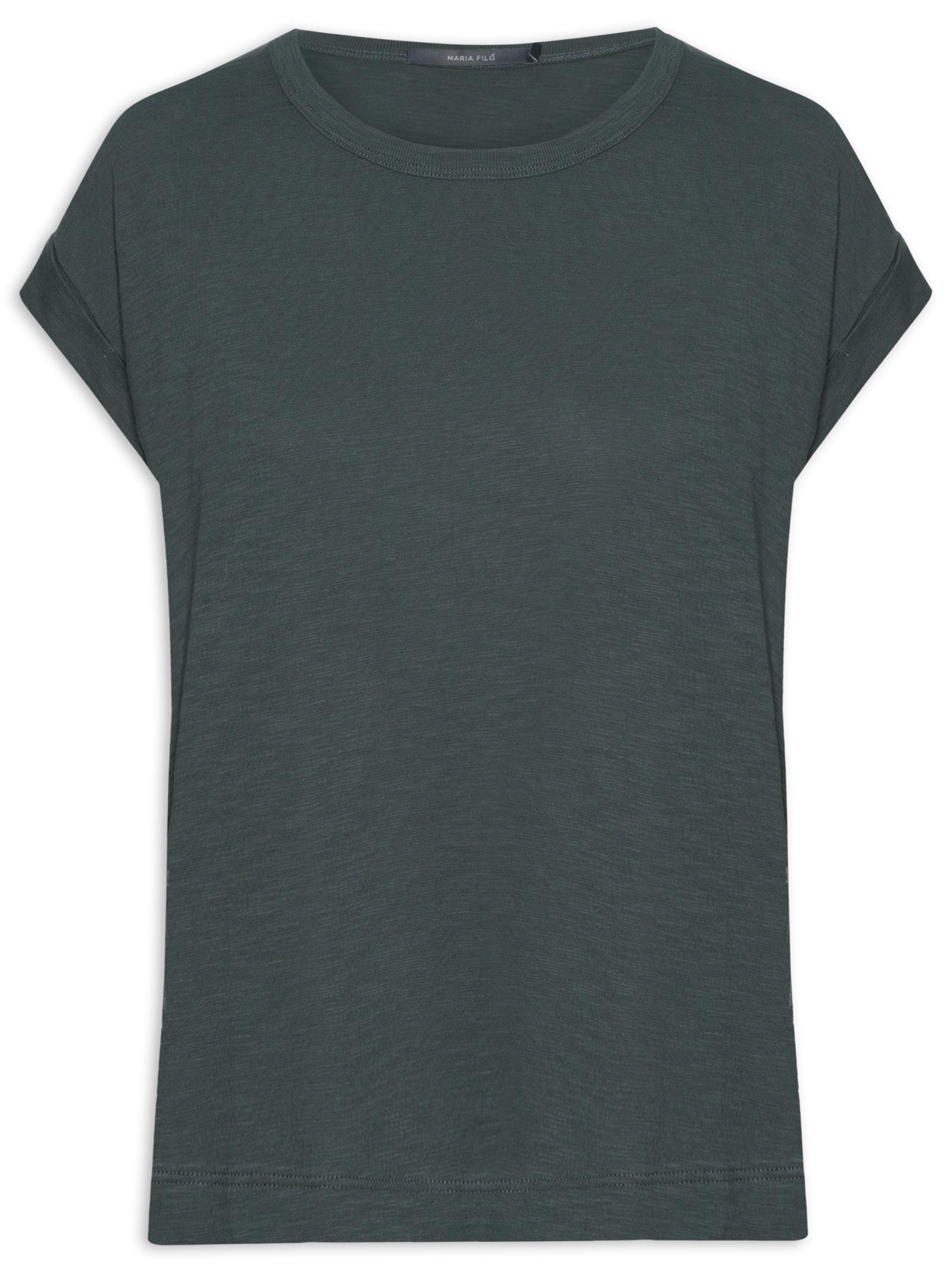 Blusa Feminina Manga Barra Dobrada Cinza Maria Filó