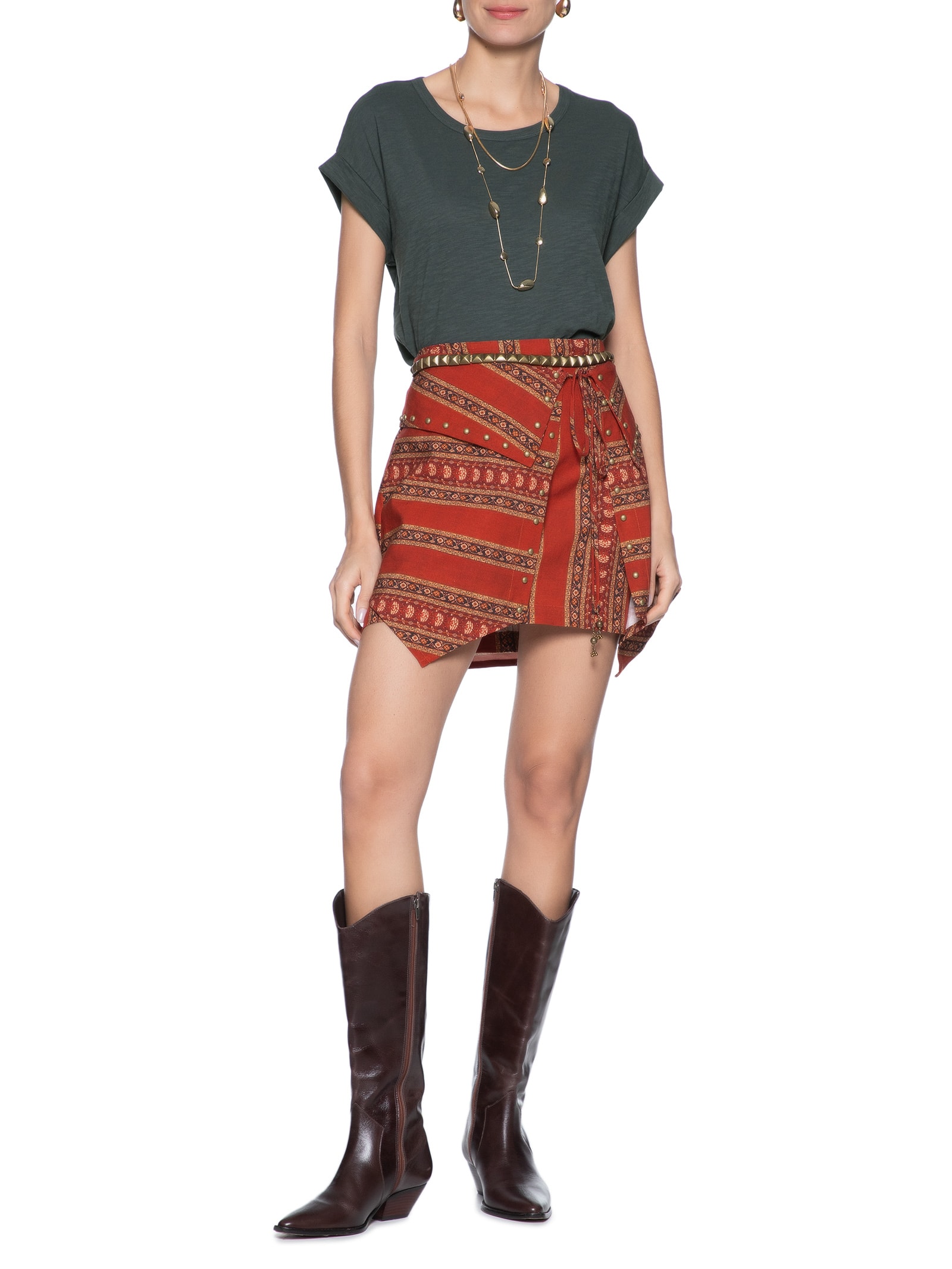 Blusa Feminina Manga Barra Dobrada Cinza Maria Filó