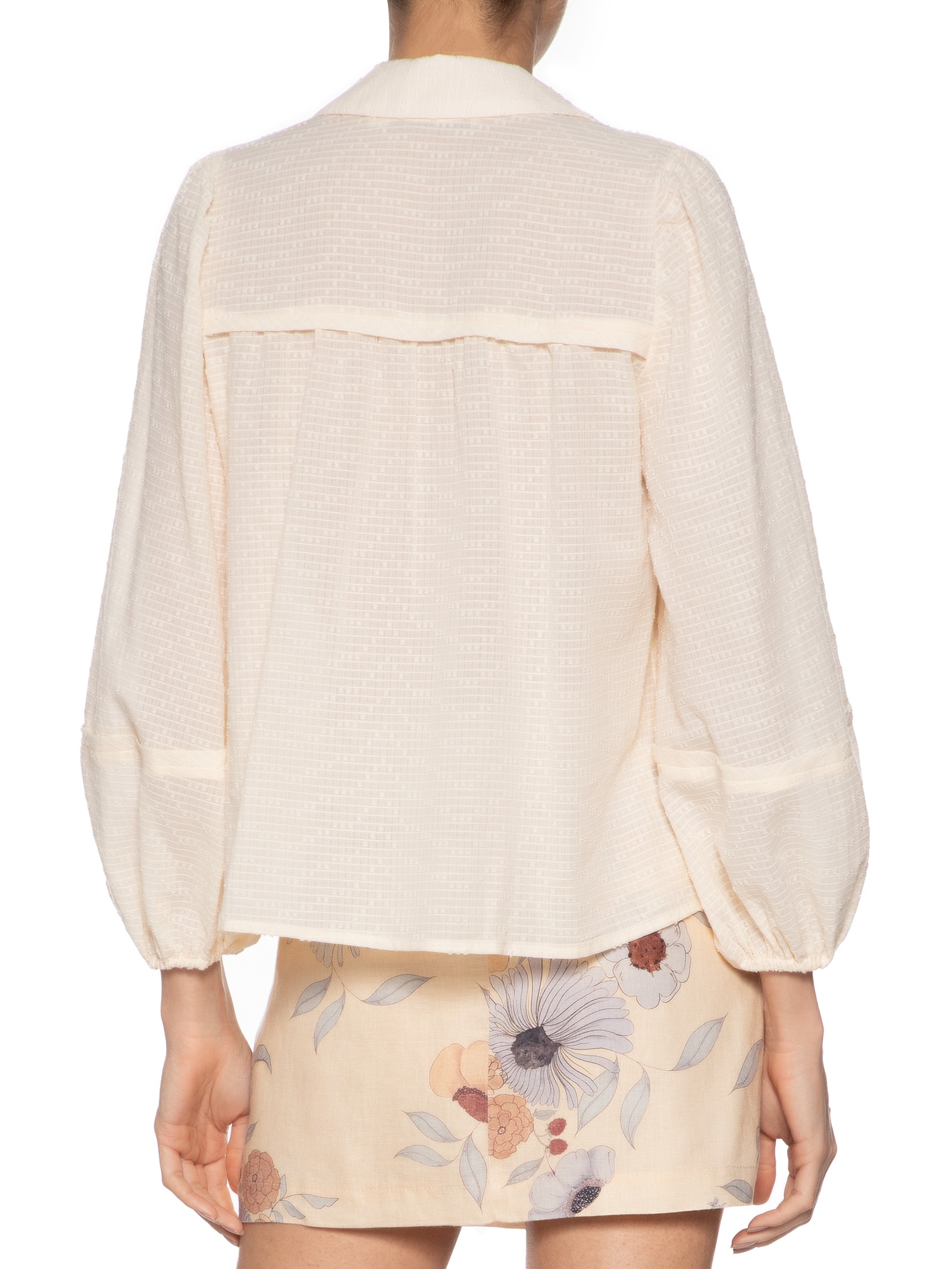 Blusa Feminina Manga Bordada Bege Maria Filó