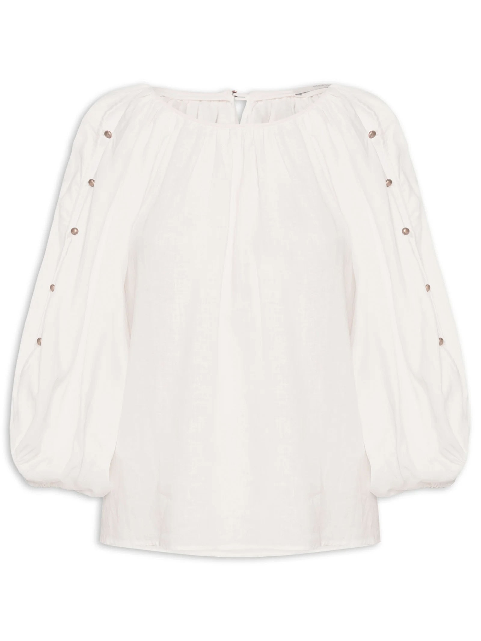 Blusa Feminina Manga Botões Branco Maria Filó