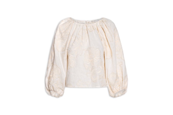 Blusa Feminina Manga Bufante Bordado Magnólia - Off White