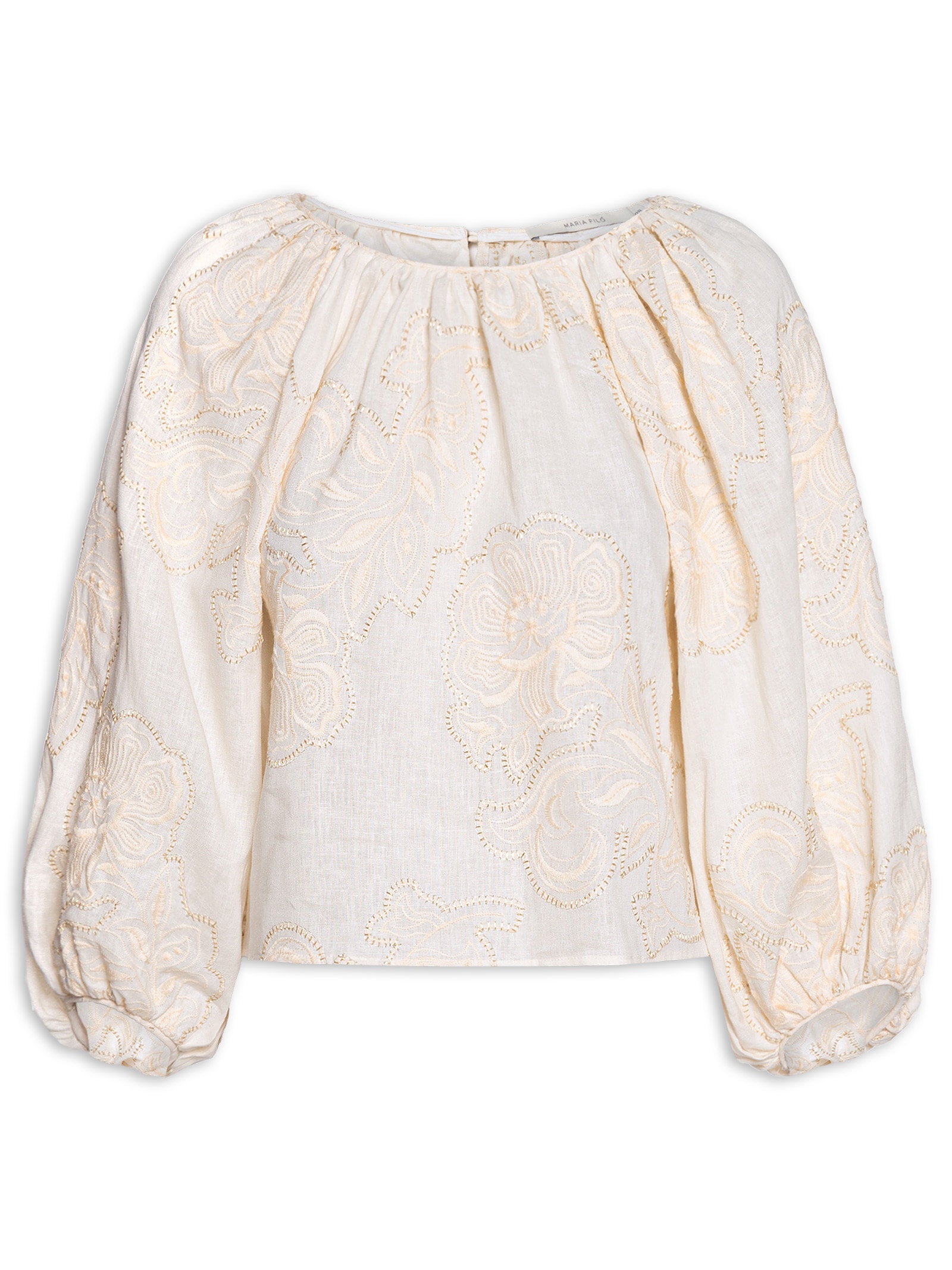 Blusa Feminina Manga Bufante Bordado Magnólia Off White Maria Filó