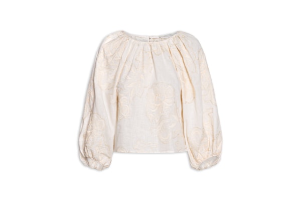 Blusa Feminina Manga Bufante Bordado Magnólia - Off White