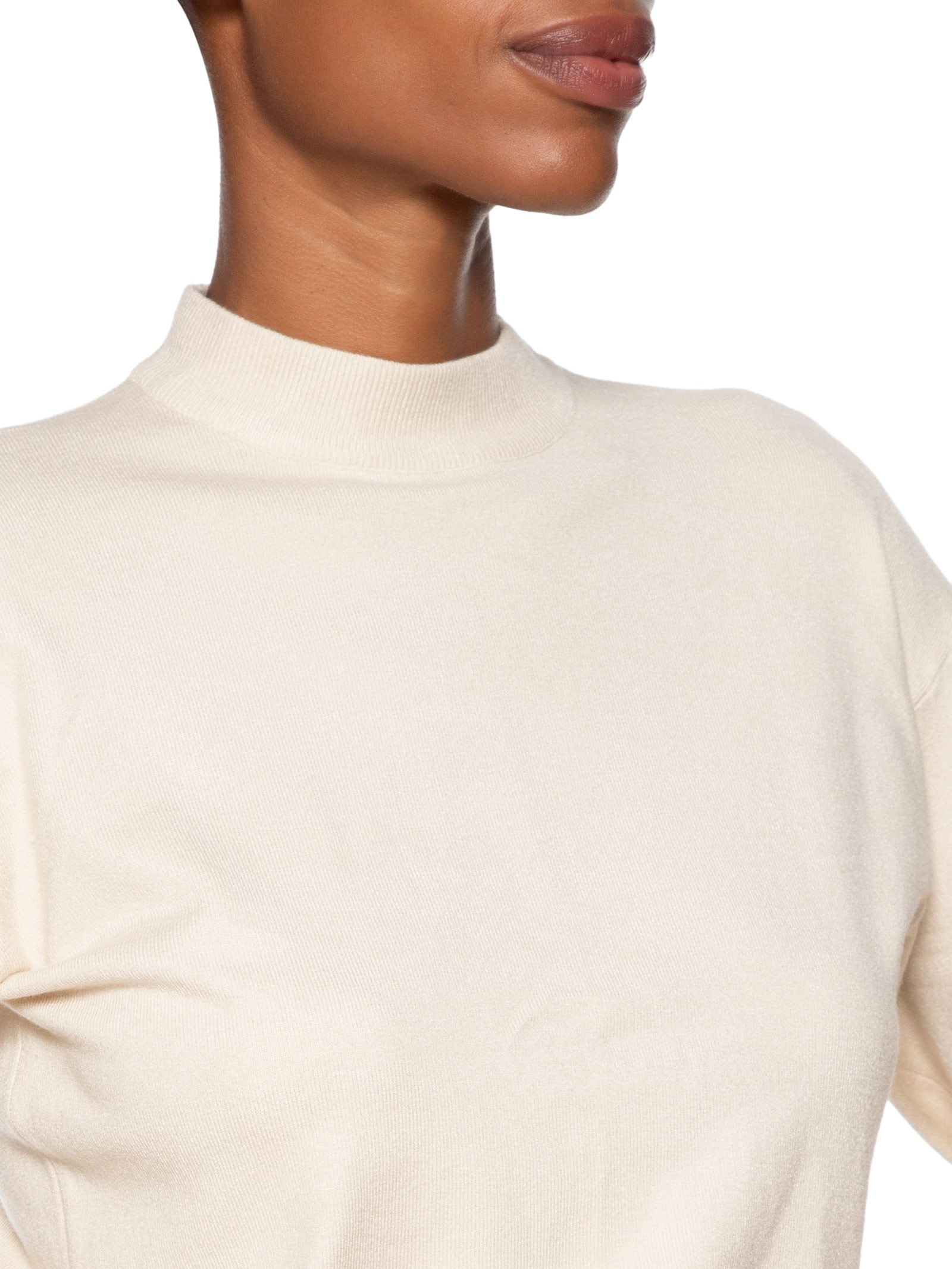 Blusa Feminina Manga Bufante Em Tricot Bege '2Essential