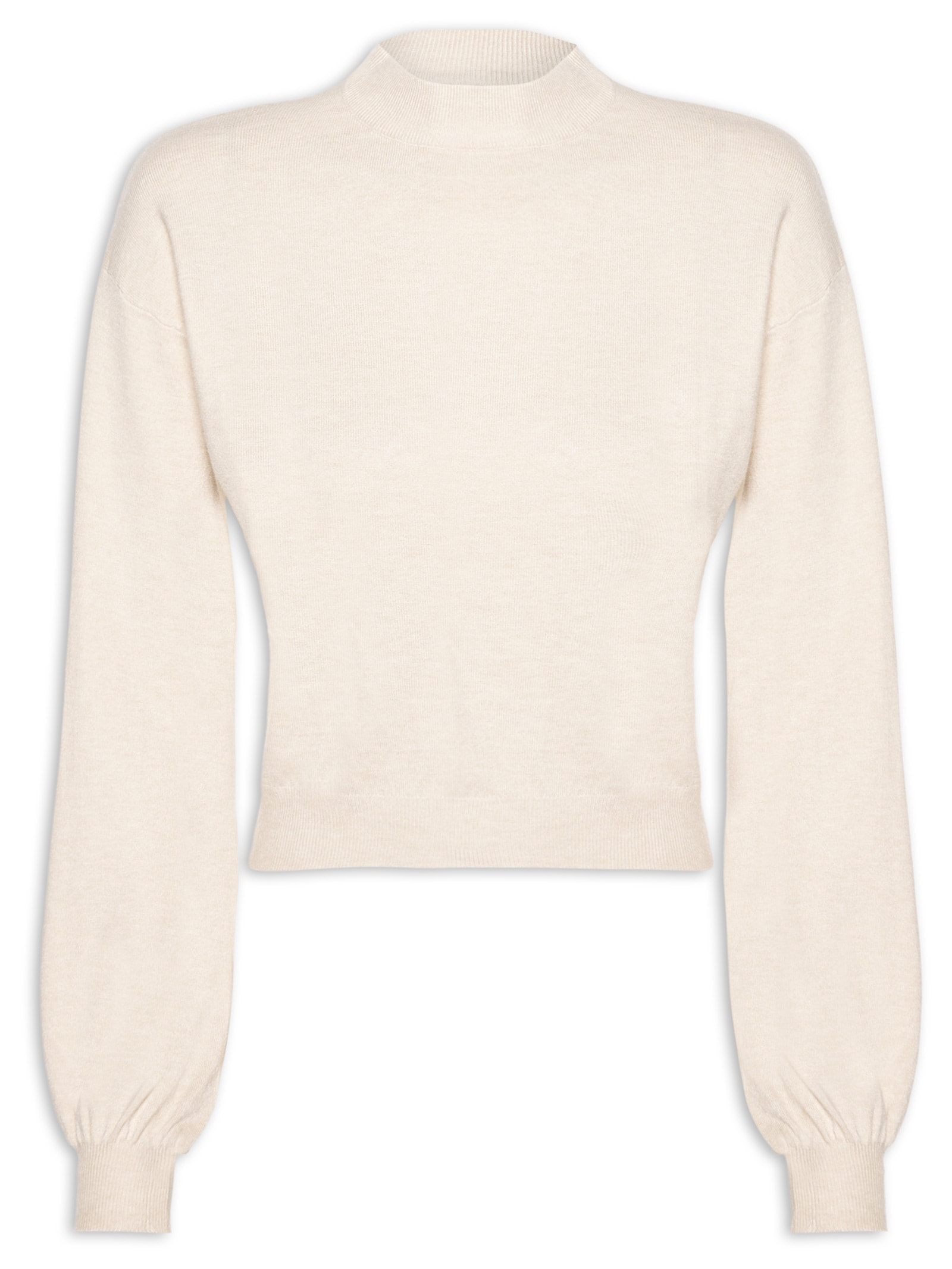 Blusa Feminina Manga Bufante Em Tricot Bege '2Essential