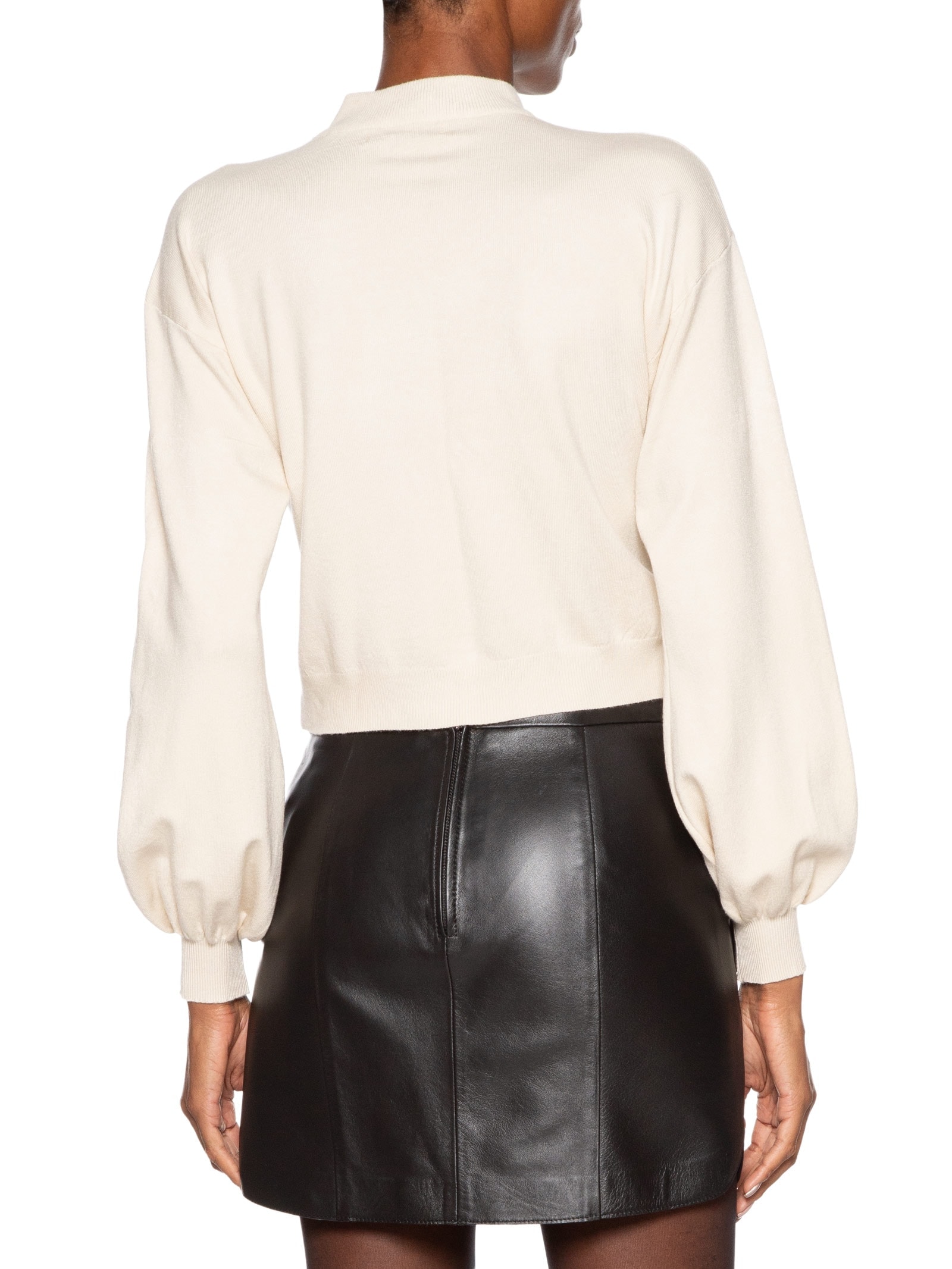 Blusa Feminina Manga Bufante Em Tricot Bege '2Essential