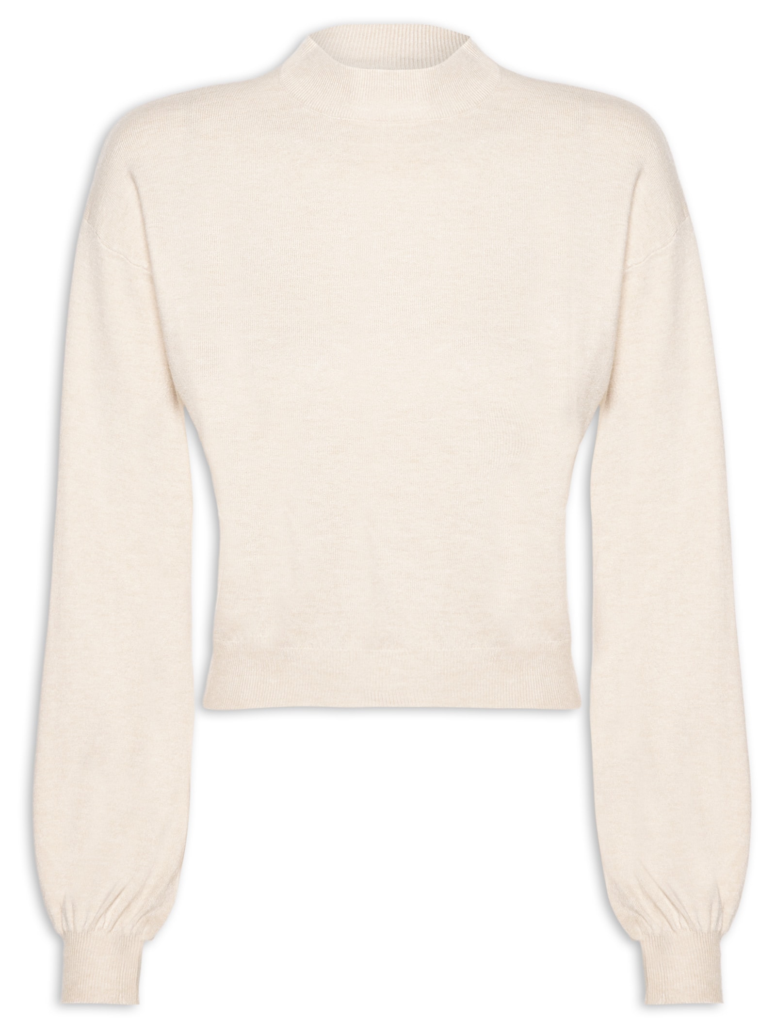 Blusa Feminina Manga Bufante Em Tricot Bege '2Essential