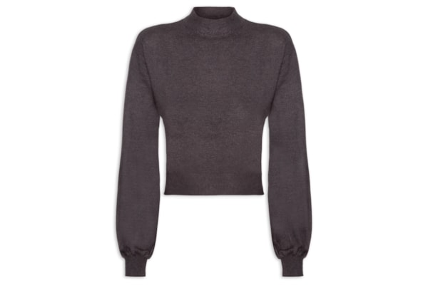 Blusa Feminina Manga Bufante Em Tricot - Cinza